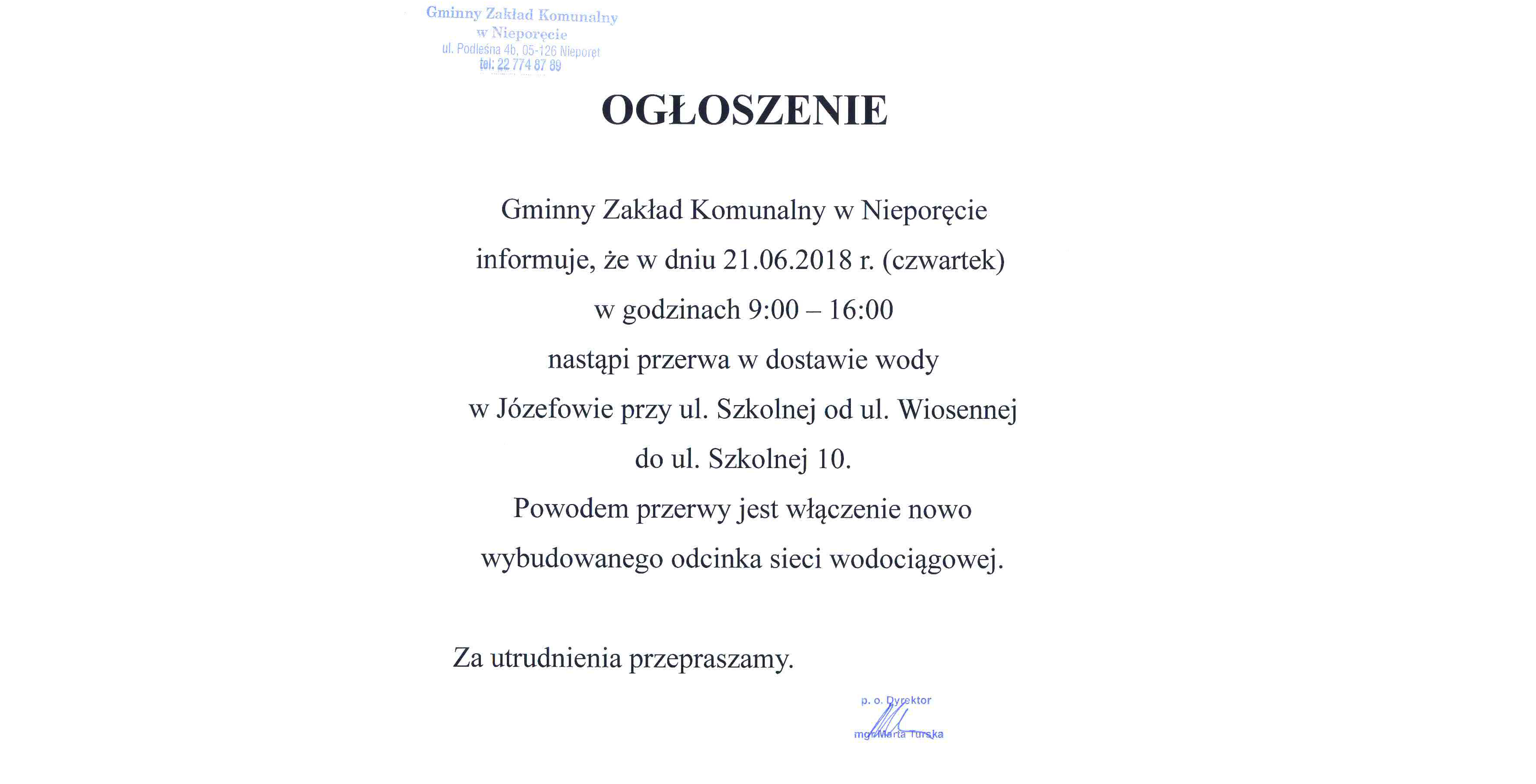 ogłoszenie GZK