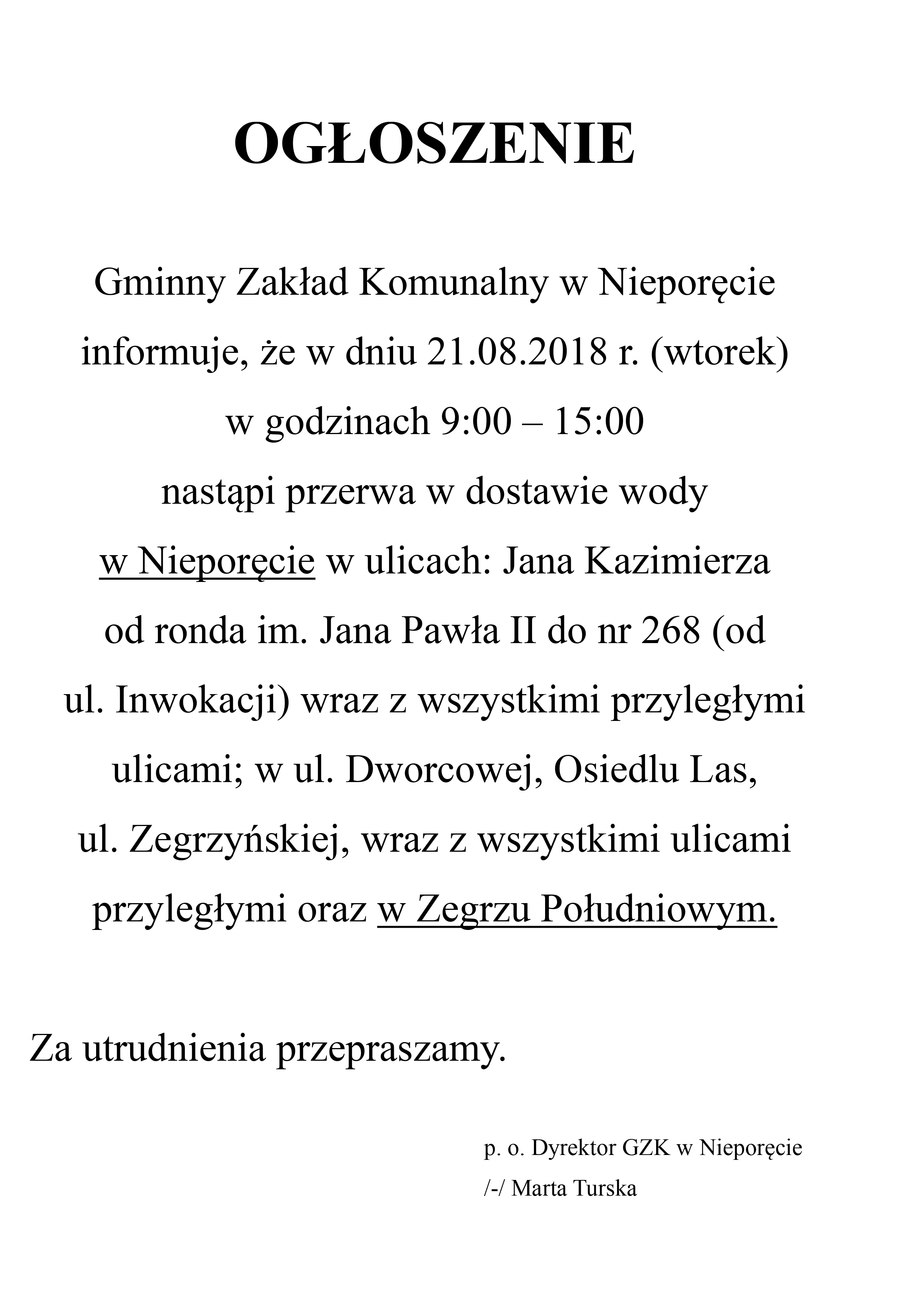 OGŁOSZENIE GZK1