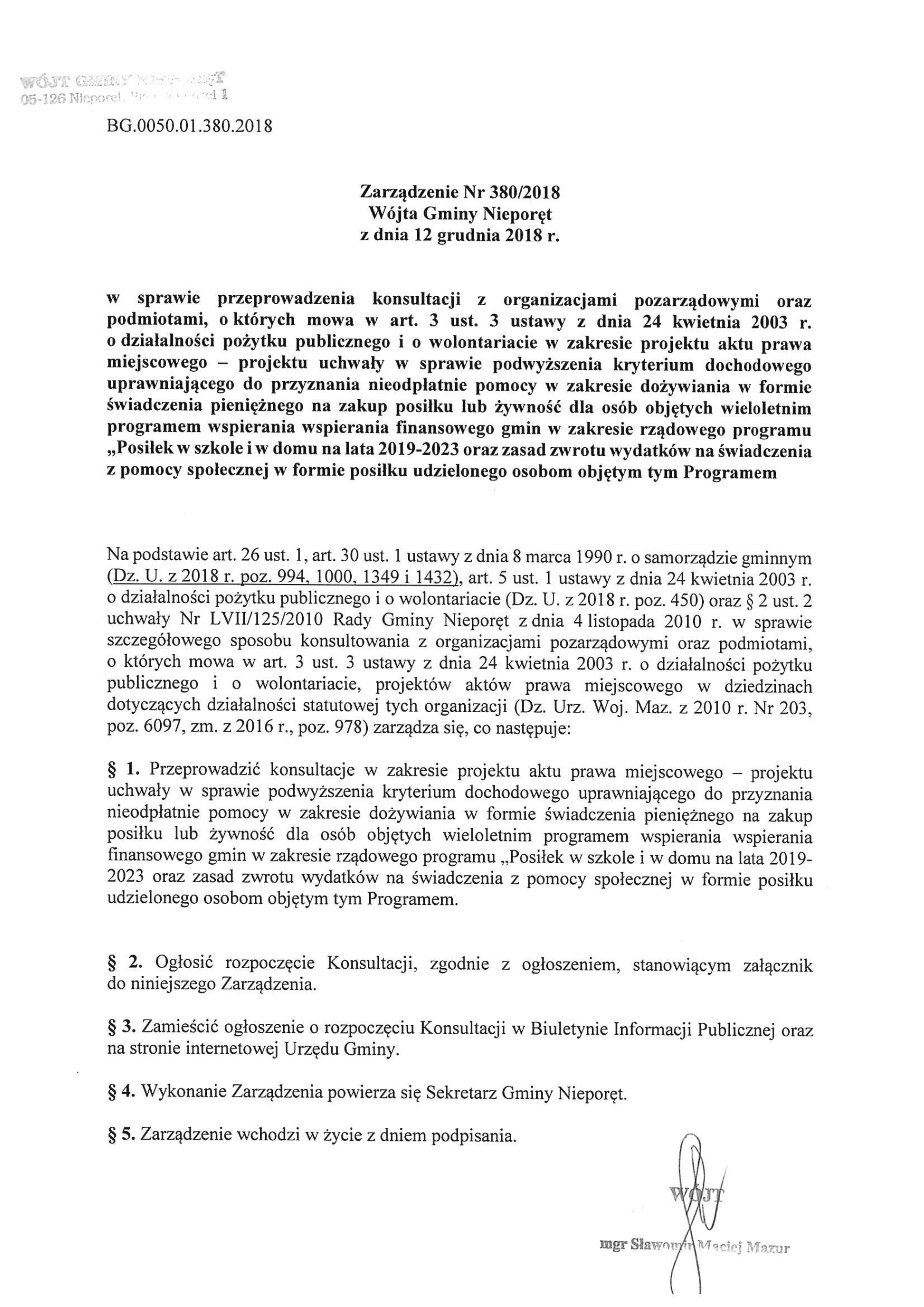 Zarzadzenie nr 380