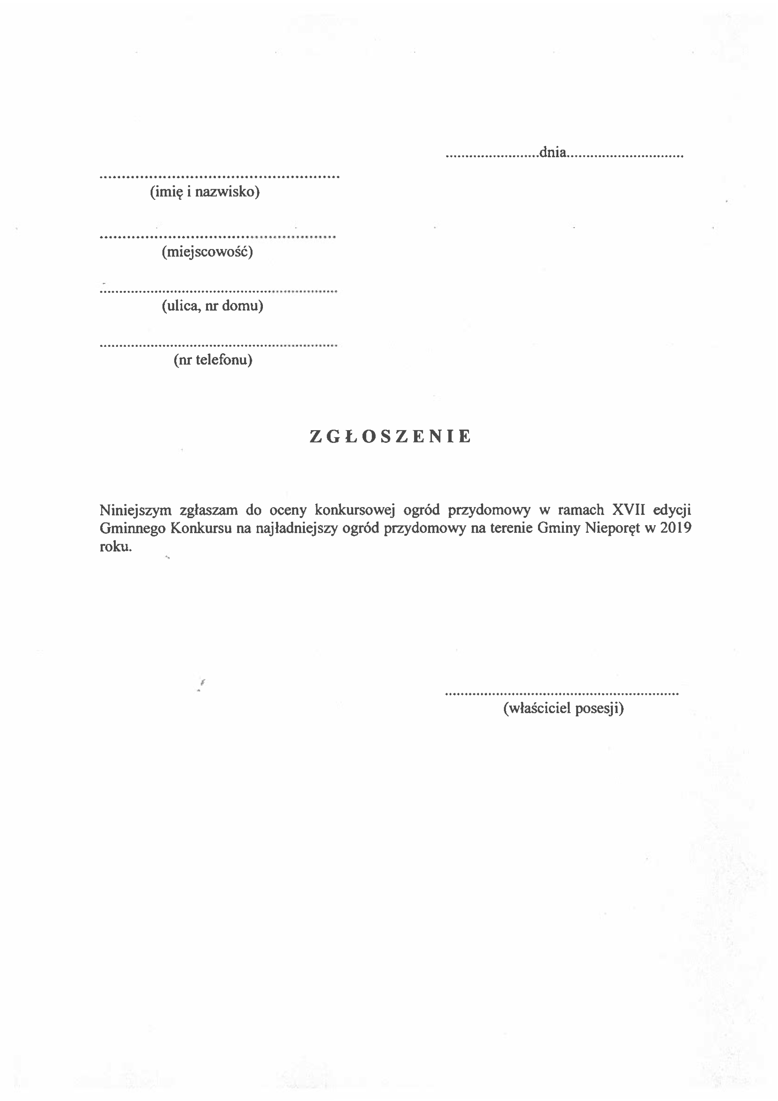 konkurs ogródkowy zgloszenie
