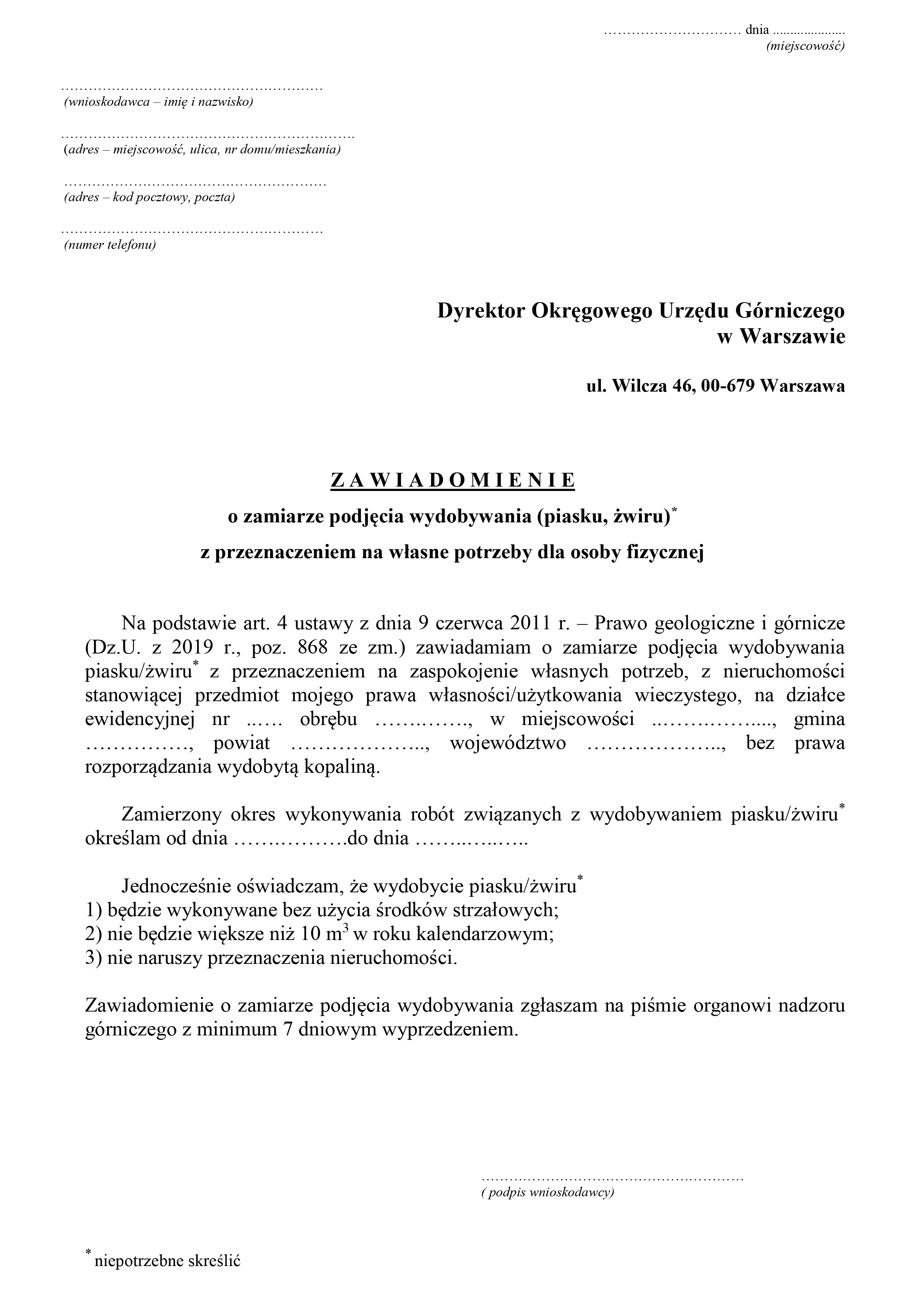 zawiadomienie