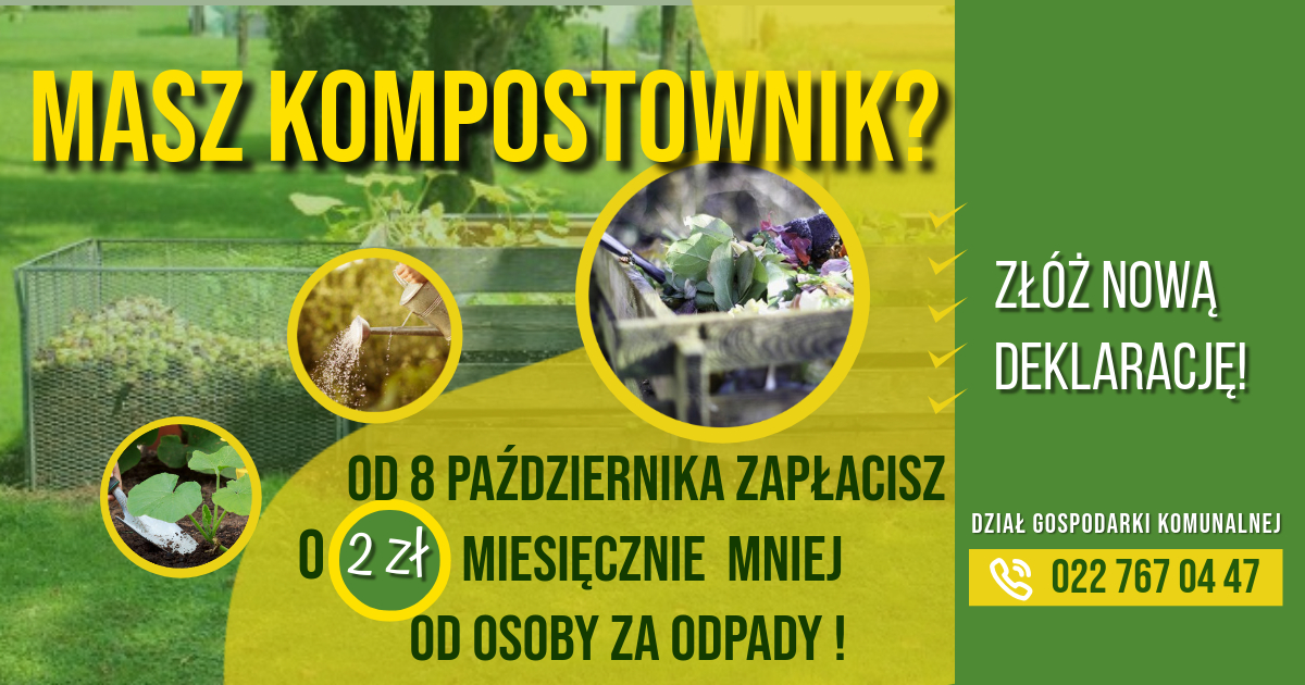 Masz kompostownik? Zapłacisz 2 zł mniej za odpady od osoby miesięcznie.